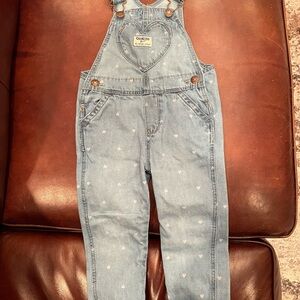 OshKosh B'gosh Denim Overalls with Pink Hearts Size 2T